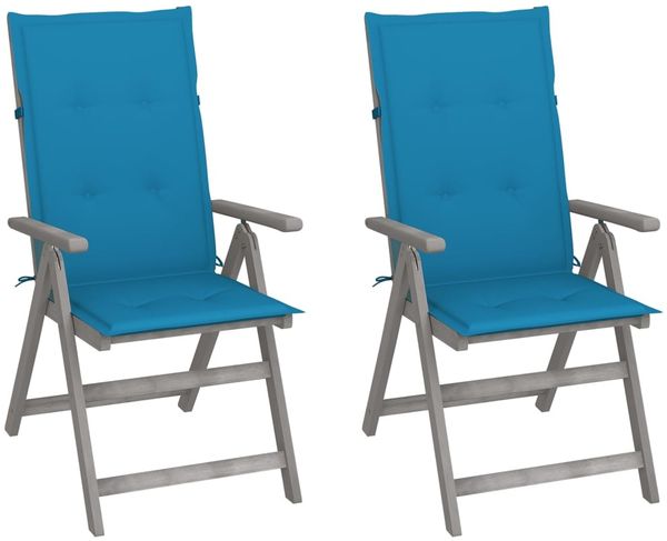 vidaXL Verstellbare Gartenstühle 2 Stk. mit Auflagen Massivholz Akazie 3064702