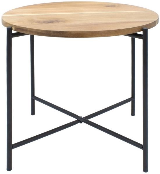 Spetebo Beistelltisch mit Akazien Tischplatte (Couchtisch, 1-St, mit Holz Platte und Metall Gestell), Tischplatte abnehmbar