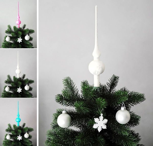 JACK Christbaumspitze JACK Christbaumspitze Spitze Glas 28cm Eislack Glanz Matt Mundgeblasen, Weihnachtsbaumspitze echt Glas, inklusive praktischer Aufbewahrungsbox