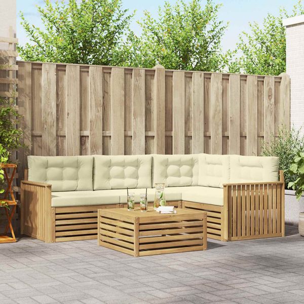 vidaXL Outdoor-Sofagarnitur 5 pcs Weiß und Creme 79 x 79 x 37 cm 3390440