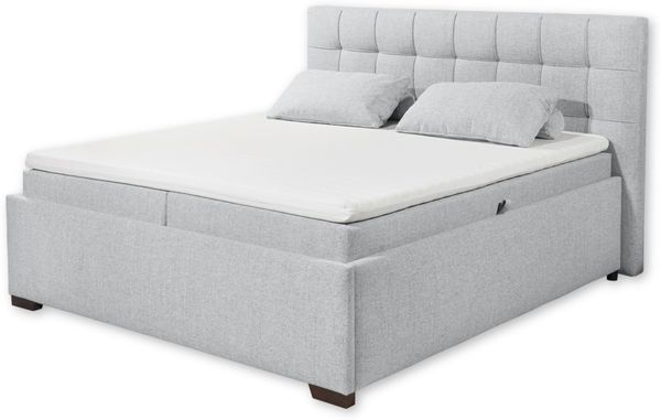 ARTOS 6 Boxbett 160x200 mit Bettkasten, Silber - Bequemes Doppelbett mit Kaltschaum Topper - 183 x 123 x 213 cm (B/H/T)