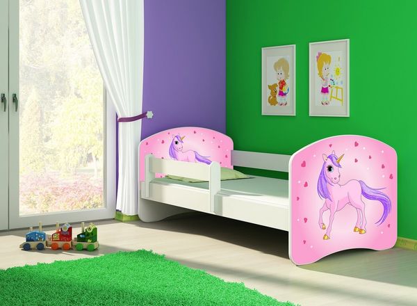 Clamaro Kinderbett (Kinderbett, Babybett 70x140, 80x160, 80x180cm Juniorbett, Kind, Motiv, Schublade CLAMARO)