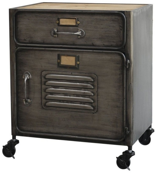Factory Schrank Rollcontainer Nachttisch Metall 54x47x34cm Chic Antique 40033125