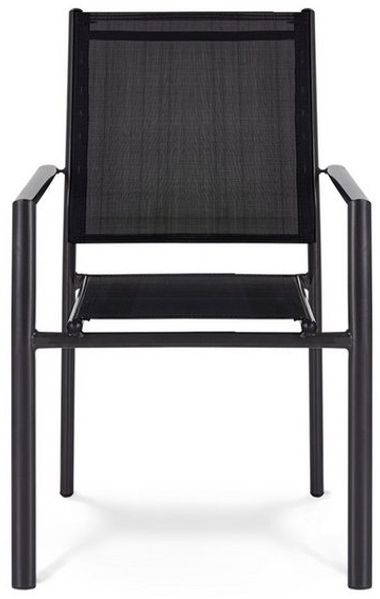 KHG Gartenstuhl Stapelstuhl mit Armlehnen Schwarz, bis 120 kg belastbar (Outdoor-Stuhl), aus Stahl, zum Schutz pulverbeschichtet, stapelbar