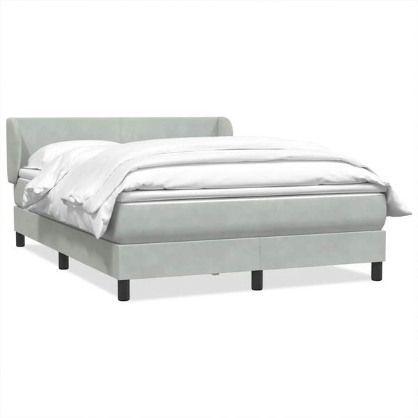 vidaXL Boxspringbett mit Matratze Hellgrau 160x210 cm Samt 3317361