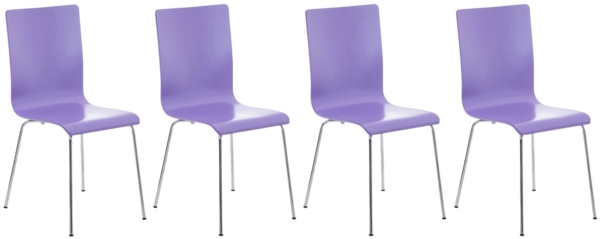 CLP 4er Set Besucherstuhl Pepe mit Holzsitz und Metallgestell,lila