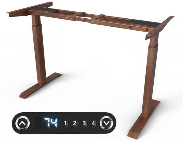 VESKA Höhenverstellbarer Schreibtischrahmen - Tischgestell - Bürotisch Rahmen mit Dual Motor Elektrisch Höhenverstellbar mit Touchscreen & Memoryfunktion Gestell (Holz-Optik)