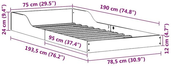 vidaXL Bettrahmen Weiß 75 x 190 cm Massives Kiefernholz 873341 Bild 11