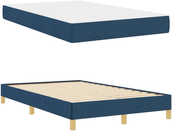 vidaXL Boxspringbett mit Matratze Blau 120 x 190 cm Stoff 3398555 Bild 5