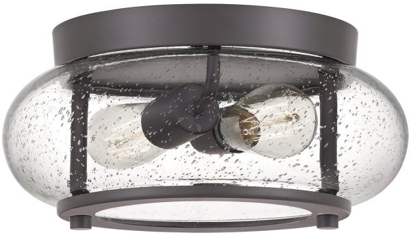 Deckenleuchte, Metall Glas, Bronze, D 30,5 cm