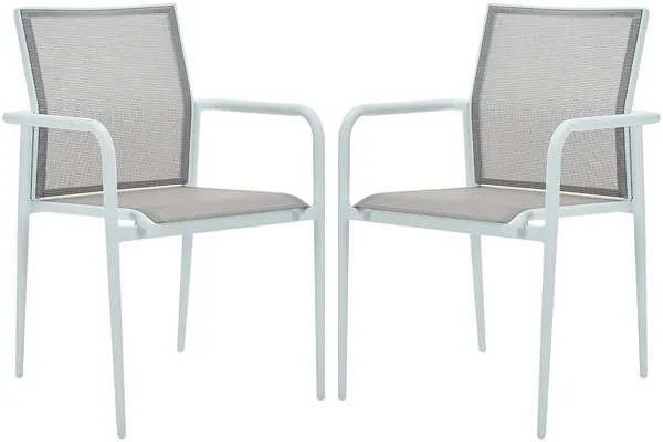 Vente-unique - YOHA Garden dining set Metall Weiß - B 57 cm x H 86 cm x L 63 cm