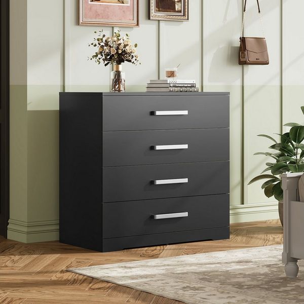 WLIVE Kommode mit 4/5 Schubladen, Moderne Schubladenkommode (Packung, Modernes Sideboard mit 3 Schubladen und 4 Fächern, Breite 75 cm), Vielseitiger Schubladenschrank für Schlafzimmer, Flur & Kinderzimmer