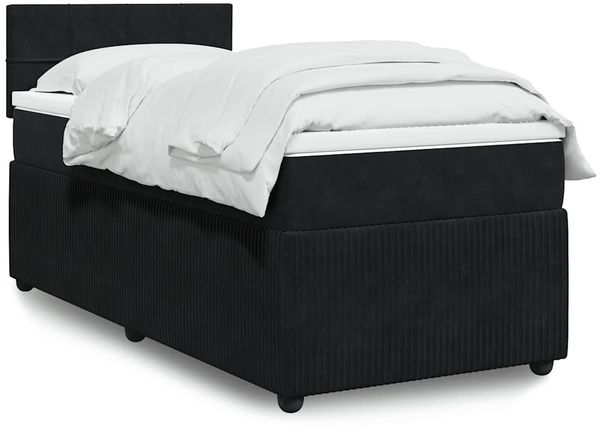 vidaXL Boxspringbett mit Matratze Schwarz 100x200 cm Samt 3289964