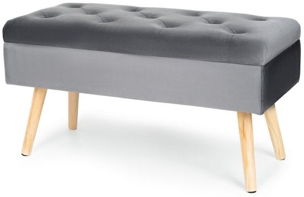 HawthyHome Sitzbank mit Stauraum gepolsterte aus Samt mit Holzbeinen 80×35×40 cm