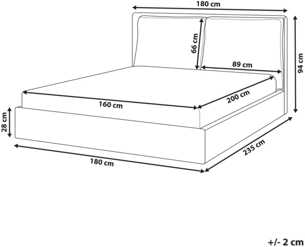 Wasserbett Samtstoff BAJONNA 160 x 200 cm Cremeweiß Bild 2