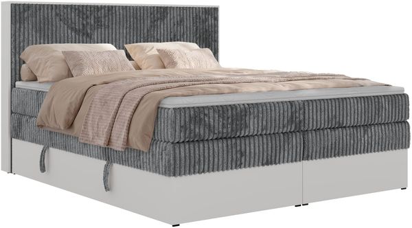 Boxspringbett mit Stauraum TRAVIT KING, Bett mit Gasdruckfedern, Multipocket Matratze H3 und Topper Visco, zwei Bettkästen - 140 x 200 cm - Grau Cord Bild 7