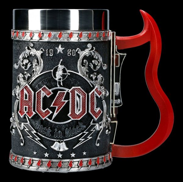 Figuren Shop GmbH Bierkrug AC/DC Krug - Back in Black - Merchandise Metall, Kunststein (Polyresin), Edelstahl