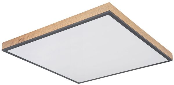 LED Deckenlampe, Holzoptik, weiß opal, L 59cm