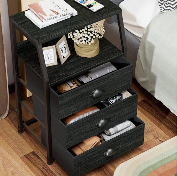 GarveeMore Beistelltisch 3-Schublade Dresser Nachttisch Seitentisch Bettschrank