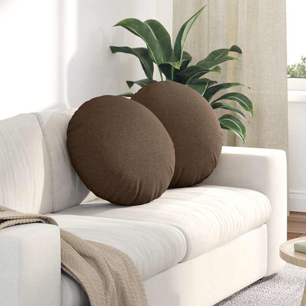 vidaXL Sitzkissen 2 pcs Braun Ø50 x 19 cm Stoff 42014161