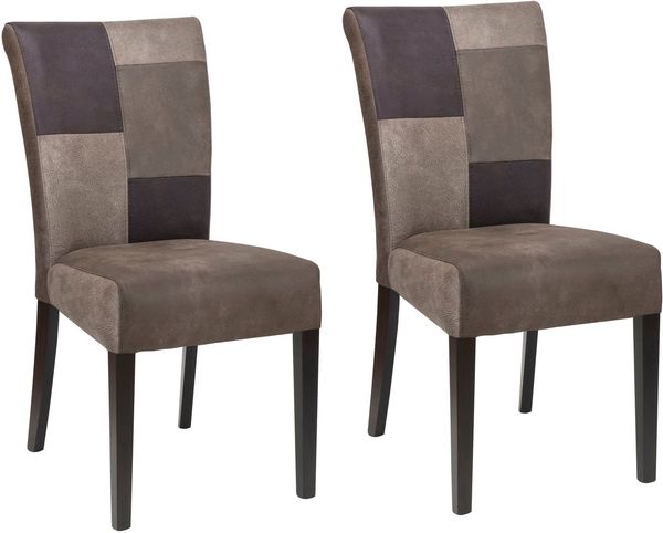 Home affaire Esszimmerstuhl Queen (Set, 2 St), Beingestell aus Massivholz, Patchwork Bezug im Landhaus Stil