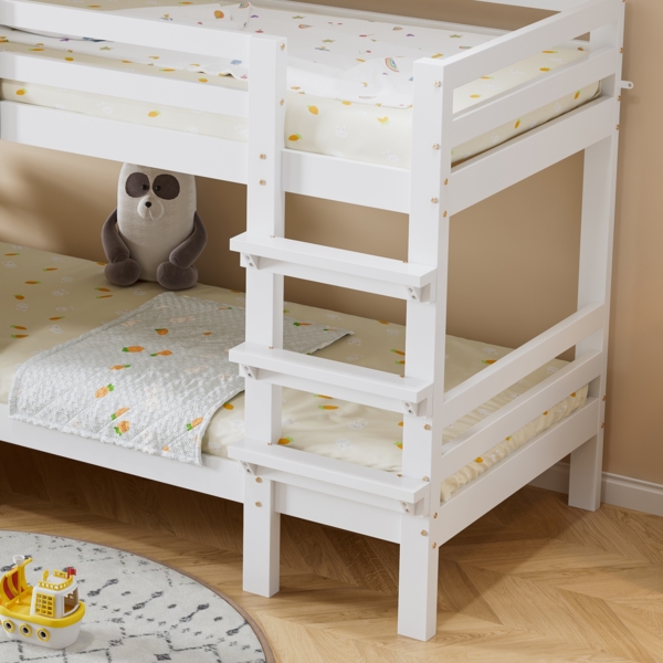 Kinder Etagenbett 90x200 Weiß mit Fenster & Dach, Sicherheitsgeländer, Leiter, Hochbett Kinderbett Bild 5