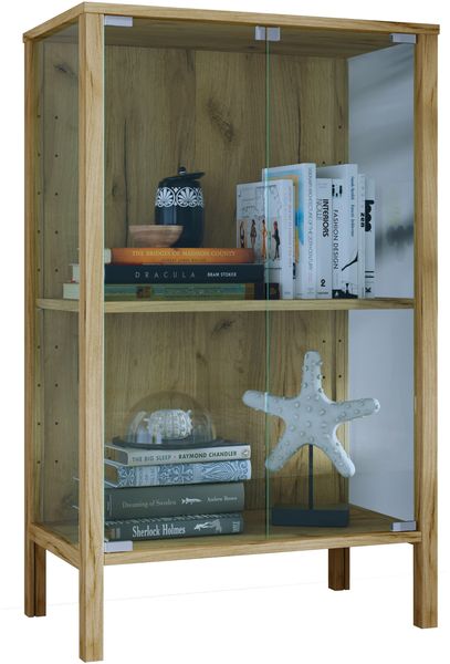 VCM Standvitrine Jensol 921913 Honig-Eiche H. 80 x B. 60 x T. 35 cm