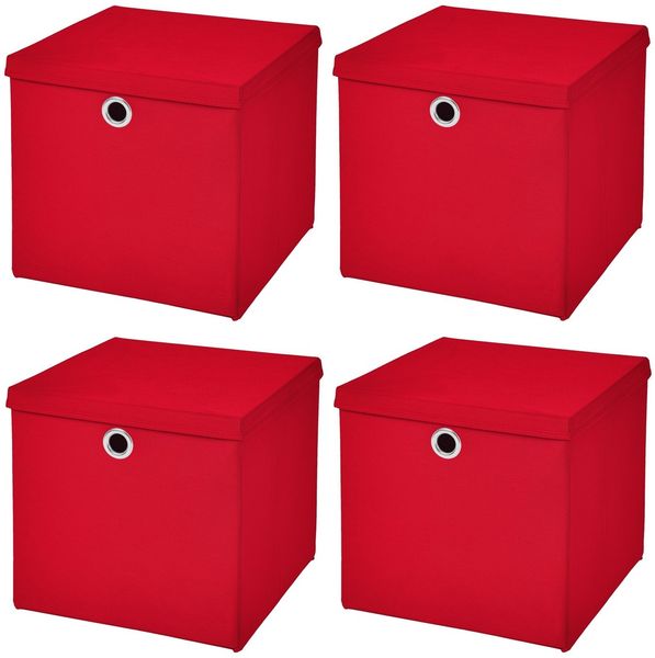 StickandShine Faltbox 4er SET 32 x 32 x 32 cm mit Deckel – perfekt für KALLAX - 19 Farben
