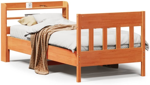 vidaXL Massivholzbett ohne Matratze Wachsbraun 75x190 cm Kiefernholz 3307031
