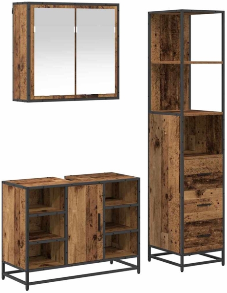 vidaXL Badezimmermöbel-Set mit Schubladen 3 pcs Altholz Holzwerkstoff 3402420