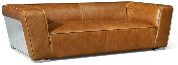 Clubsofa Longford 2,5-Sitzer Vintage-Leder Cuba-Brown Alu.