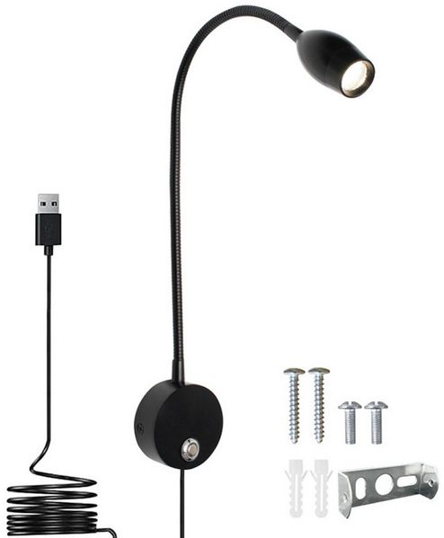 Sunicol LED Leselampe Leselampe Wandmontage, LED Bettlampe mit Schalter Touch Dimmbar, Bett Leselicht 360° Schwenkbar Schwanenhals Lampe für Schlafzimmer