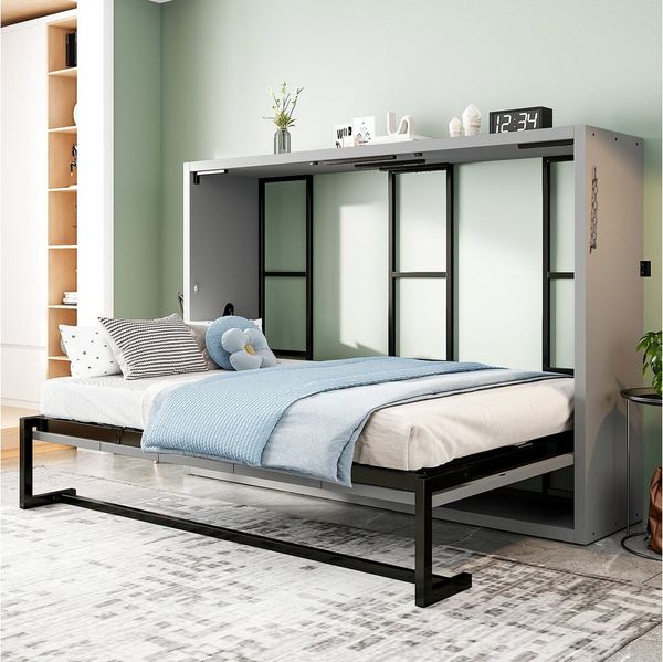 Celya Schrankbett Murphy-Bett, Metallrahmen-Wandklappbett, Multifunktionales-Bett (ohne Matratze, mit Verriegelbarer Wandbefestigung, Robust und Leise) Gästezimmer, Homeoffice, Apartments oder kleine Schlafzimmer