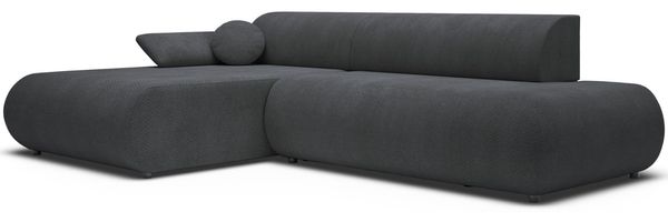 Selsey 'Armone' Ecksofa mit Schlaffunktion, Chenille, Ottomane links, Graphit