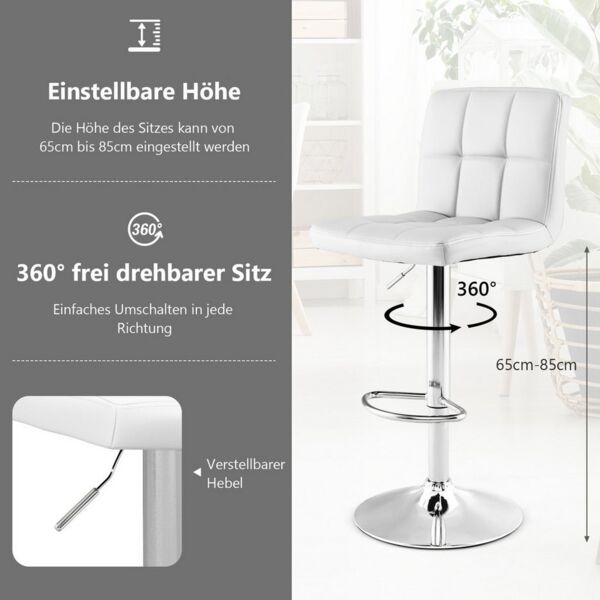 COSTWAY Barhocker (1 St), höhenverstellbar, Drehstuhl mit Fußstütze