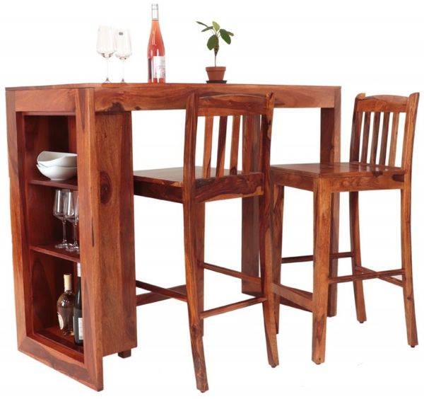 Bar-Esstisch 140x110x60 aus indischem Sheesham-Massivholz