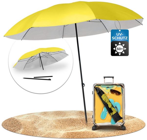 Styngard Sonnenschirm Reise Sonnenschirm Nizza, LxB: 180,00x155,00 cm, mit UV Schutz 50+ - Strandschirm Sonnenschirm Strand mit Abspannleinen