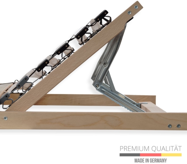 Ergonomisches Lattenrost 100x200, 7-Zonen Lattenrahmen Buche, 28 Federleisten, Kopfteil verstellbar, bis 150 kg, Made in Germany Bild 2