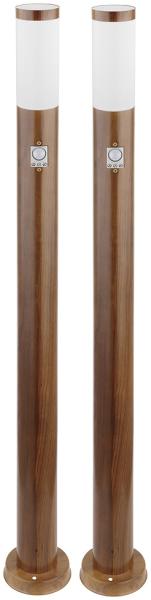 2x Stehleuchte, Bewegungsmelder, IP44, Holzoptik, H 110cm