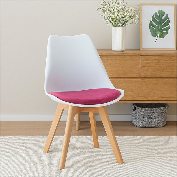 HTI-Living Esszimmerstuhl Esszimmerstuhl Samt Atlanta Weiß/Pink (Stück, 1 St), Küchenstuhl Kunststoffschale mit Samtsitzkissen