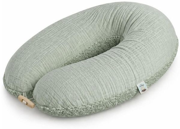 SEI Design Stillkissen XXL 190x35 cm Musselin EPS Mikroperlen Seitenschläferkissen GOTS Taupe, Schwangerschaftskissen mit Bezug, Schwangerschaftskissen mit Bezug