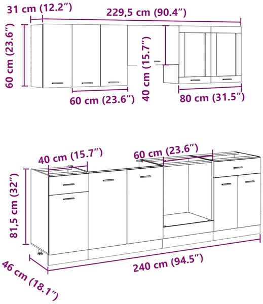 vidaXL 8-tlg. Küchenschrank-Set Lyon Sonoma-Eiche Holzwerkstoff 3307656 Bild 12