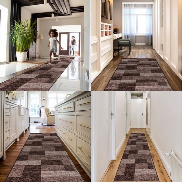 Mazovia Läufer Läufer Teppichläufer Brücke - Vorzimmer Küche - Braun, 67 x 100 cm, Kurzflor, Rutschfest, Meterware, Verschiedene Größen