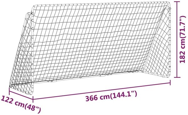 vidaXL Fußballtor mit Netz, Stahl weiß, 366x182 cm Bild 6