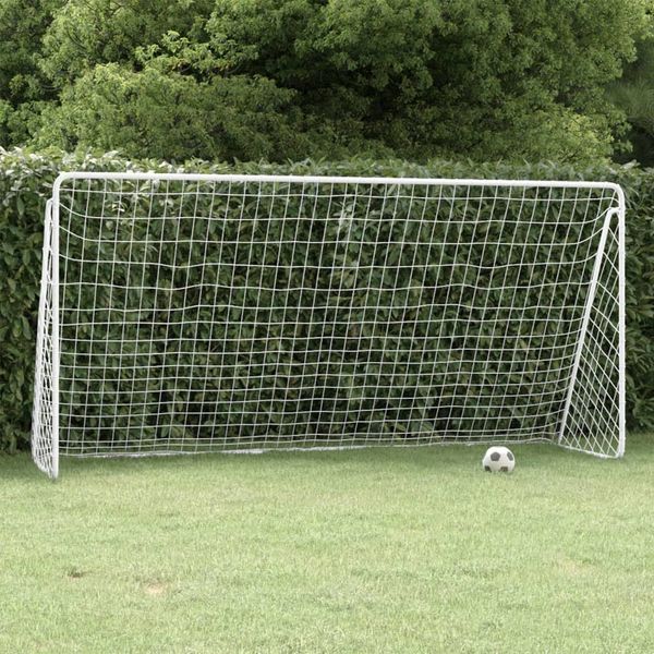 vidaXL Fußballtor mit Netz, Stahl weiß, 366x182 cm