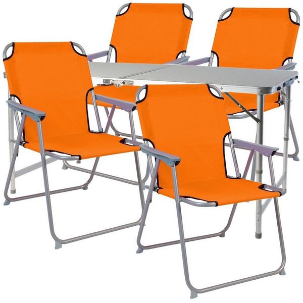 Mojawo Essgruppe 5teiliges Campingmöbel Set Alu wetterfest robust 120x60x58/70cm orange