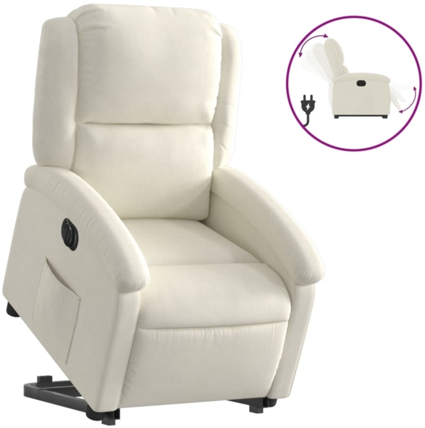 vidaXL Relaxsessel mit Aufstehhilfe Elektrisch Creme Samt 3204331