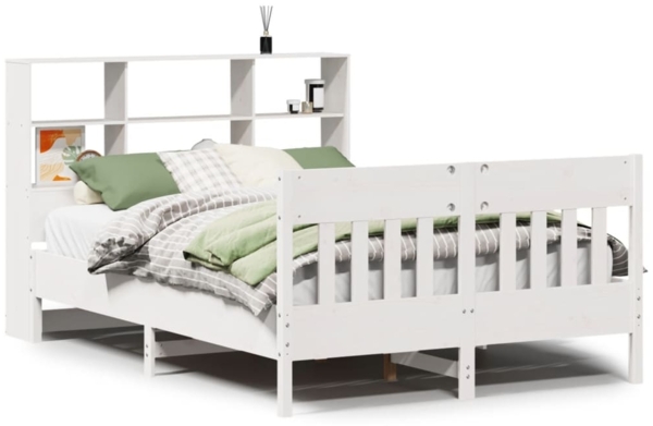 vidaXL Massivholzbett ohne Matratze Weiß 140x200 cm Kiefernholz 3323222