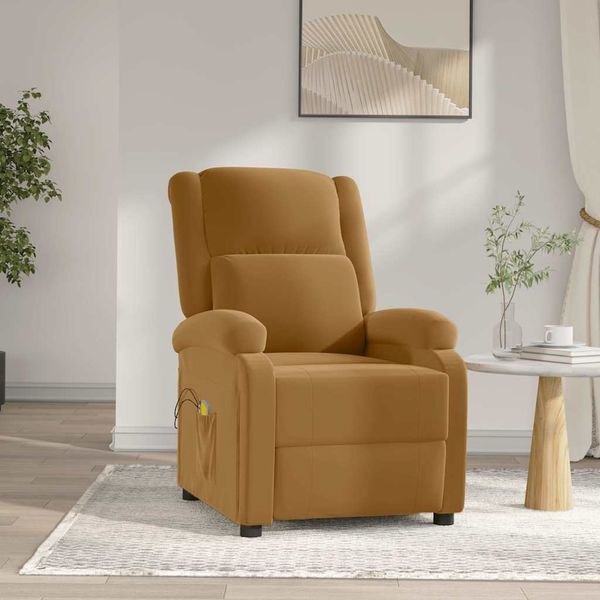 vidaXL Massagesessel Elektrisch Braun Samt 3098412