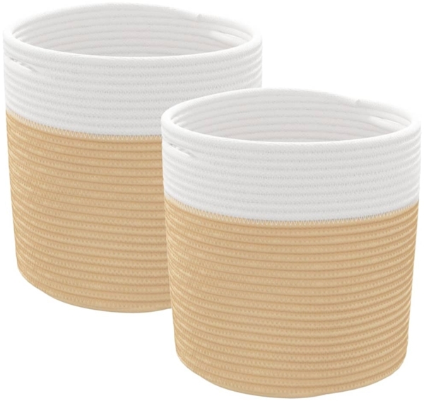 vidaXL Aufbewahrungskörbe 2 Stk. Beige und Weiß Ø28x28 cm Baumwolle 358459